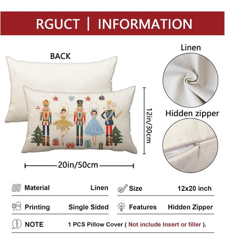 Fundas De Almohada De Navidad De 12 X 20 Pulgadas, Casc...
