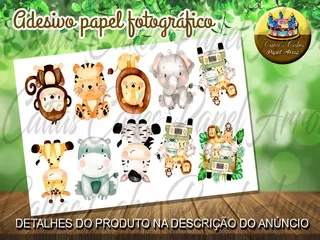 10 Apliques Tags Safari Baby Adesivo 8,5 Cm