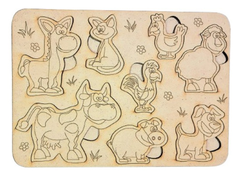 Rompecabezas Didáctico De Resaque. Animales De La Granja