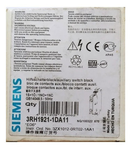 Contacto Auxiliar Lateral   3rh1921-1da11    Siemens  8 $