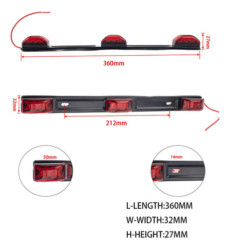 Nuevo Barra De Luz De Identificación Led Roja Brillante