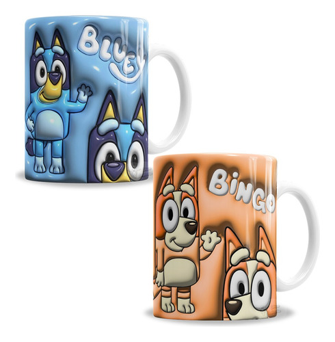 Taza De Cerámica Pack X 2 Bluey Y Bingo - En Caja Individual