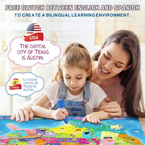 Mapa Bilingüe Interactivo Qiaojoy Para Niños Mapa De Ee.