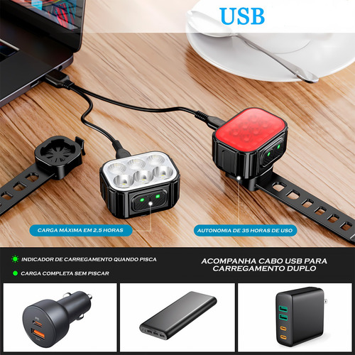 ... Potente Kit De Linterna Led Con Baliza Recargable Para B