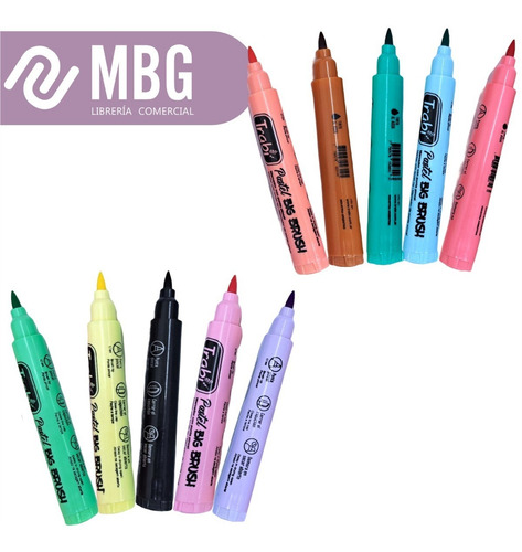 Imagen 4 de 7 de Marcador Trabi Big Brush Punta Pincel Pastel Por 10 Colores