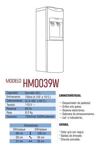 Despachador De Agua Fria Y Caliente Hypermark Hm0039w