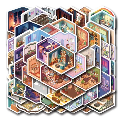 Pcs D Cartoon House Landscape Stickers Waterproof Decor For
