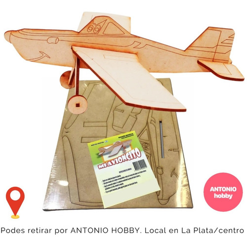 Imagen 2 de 8 de Avión 22 Cm En Madera Mdf Para Armar Corte Láser Puzzle 3d