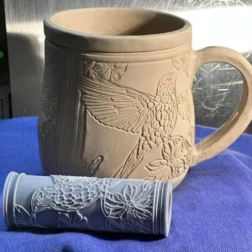 Rodillo De Textura De Arcilla Búho 4 Pulgadas Para Cerámica