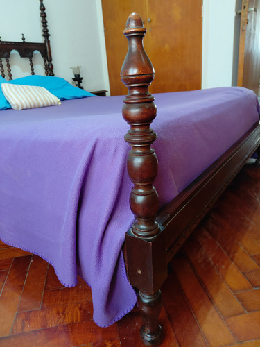 Cama 2 Plazas Matrimonial Antiguo De Madera Madera Oscuro (Usado)