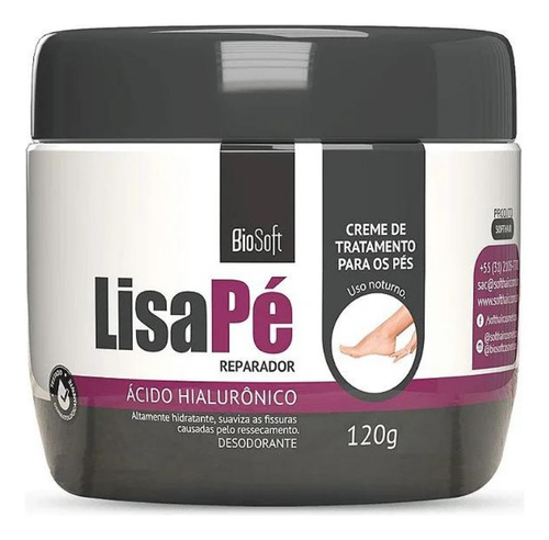 Creme Hidratante Lisa Pé Ácido Hialurônico 120g Biosoft