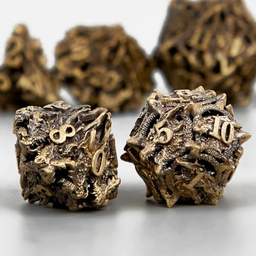 Set De Dados De Dnd De Metal Hueco Diseño De Cabeza De...