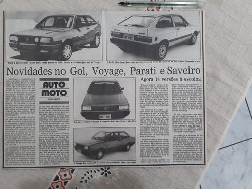 Recorte Jornal Matéria Novid Vw Gol Voyage Parati Saveiro 87