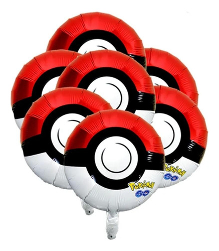 Balão Bexiga Metalizado  Decoração Pokemon Pokebola C/8 Unid