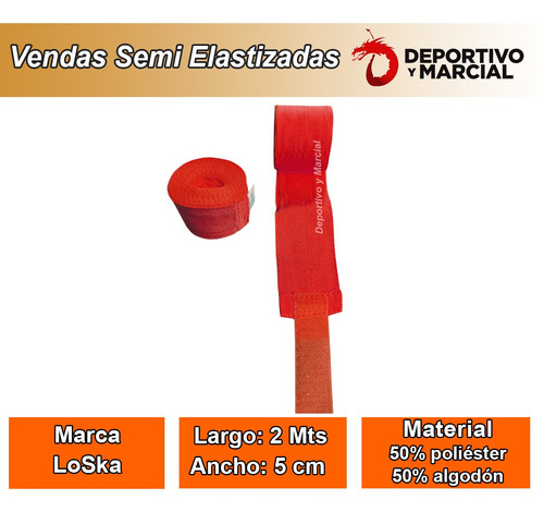 Imagen 2 de 7 de Par De Vendas Boxeo Pulgar Y Abrojo 2 Mts Artes Marciales
