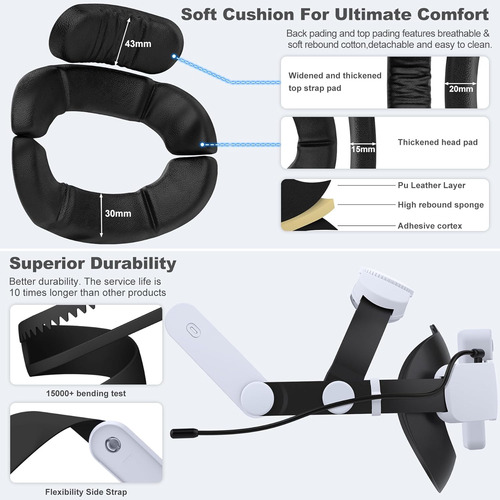 Kawaye For Meta Quest 3s/3/quest 2 Head Strap With 7500ma...