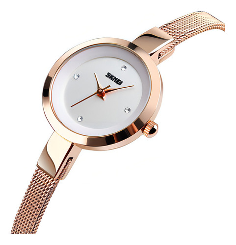 Relojes De Cuarzo Impermeables De Acero Inoxidable Skmei Par Color De La Correa Rose