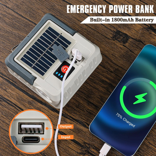 Luz Solar Portátil Multifuncional, Impermeable, Para Acampar