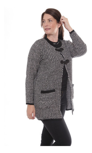 Imagen 3 de 10 de Campera Saco Abierto De Mujer Tejido Talles Grandes 3402