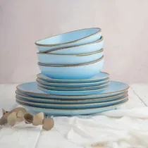 Comprar Set De Vajilla 12 Piezas Porcelana Premium Blue Matte Volf M