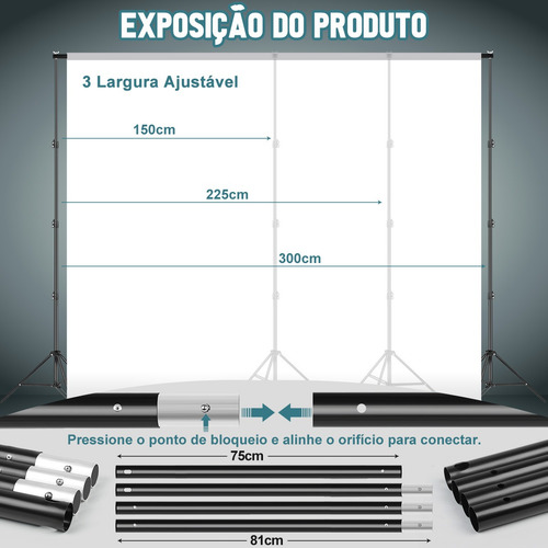 Suporte Para Fundo Fotográfico Com Encaixe Para Tubo + Bolsa