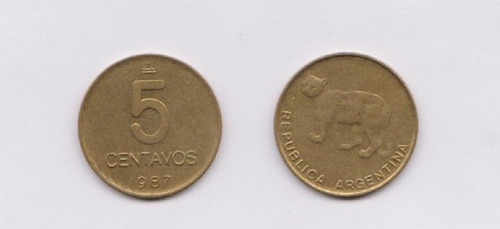 Moneda Argentina 5 Centavos 1987