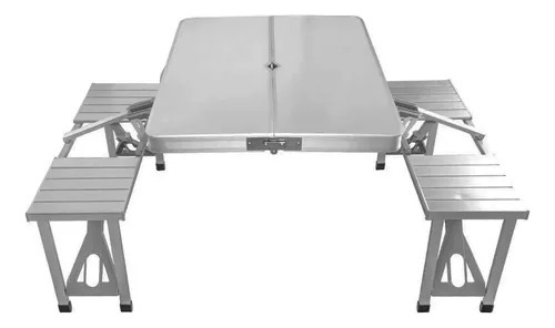 Mesa Kushiro Plegable Con 4 Bancos Aluminio Para 4 Personas