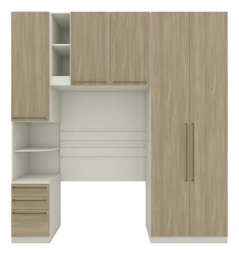 Guarda Roupa Modulado 3 Pecas 241x224 Cm Seletto Areia Jequi
