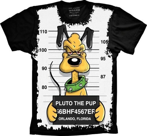 Camiseta Geek Mugshot Plus Size Pluto The Pup Thug Life