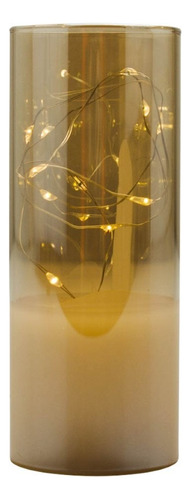 Luminária Vidro Vela 12.5cm Cor Da Cúpula Amarelo Cor Da Estrutura Marrom Pilhas