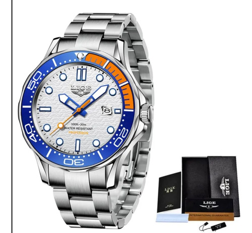 Reloj De Cuarzo Para Hombre Lige Modelo 8936 Naranja Azul 