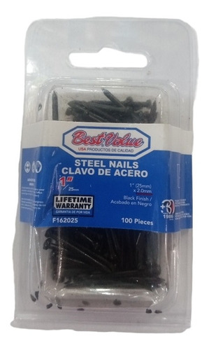 Clavos De Acero 25mm De 1  De Acabado En Negro De 100piezas