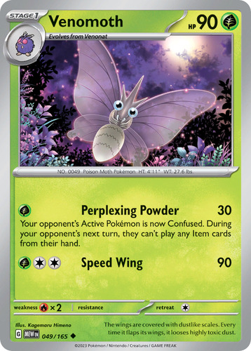 Venomoth 49/165 Carta Pokemon 151 Scarlet & Violet