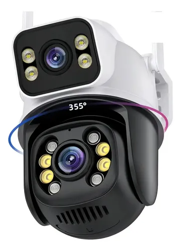 Ip Câmera Wi-fi Externa 6mp Tela Dupla 2 Lentes Icsee Ip66 Cor Branco/Preto