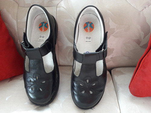 Zapato Colegial Niña Talla 37 Cuero Negro Con Costura Fuerte