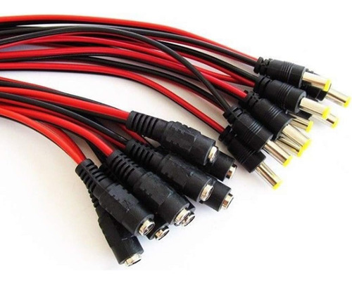 Devmo 5 Pares De Cables De Alimentación De 12 V Cc 12 V, Conectores Macho Y Hembra De 12 V 5 A, Enchufe De Enchufe De 5,5 X 2,1 Mm Para Cámara De Seguridad Cctv Adaptador De Alimentación