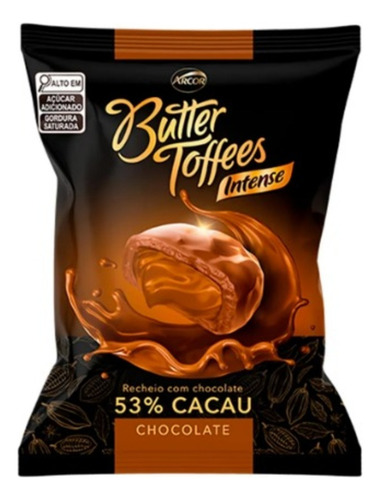 Bala Butter Toffees Arcor 500g Chocolate 53% Cacau Intense