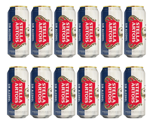 Cerveza Stella Artois Sin Alcohol Lata 474 Ml Pack X 12