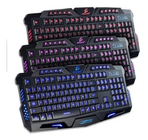 Teclado Gamer Español Rgb Alambrico Luz Usb Ergonomico Pc Ma Color Del Teclado Negro