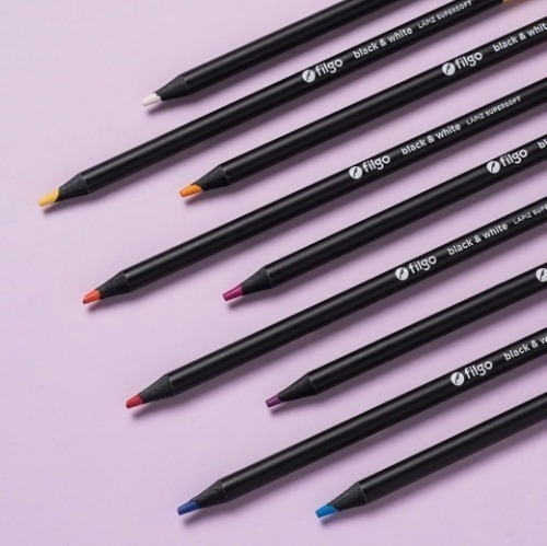 Imagen 2 de 2 de Lapices De Colores X24 Largo Supersoft Black & White Filgo