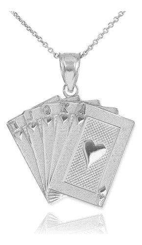 Collar Con Colgante De Cartas De Mano De Póquer Royal Flush