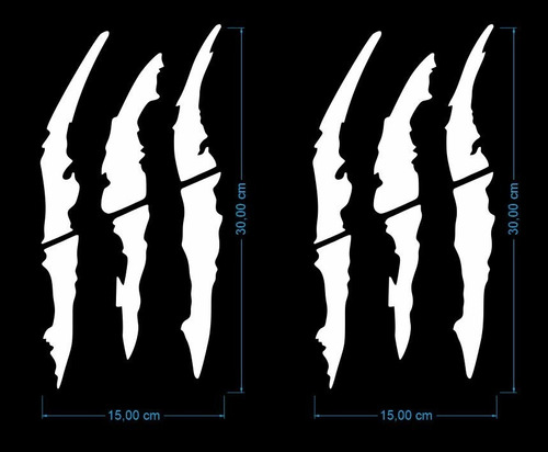 Par Adesivos Arranhão Garra Monstro De Farol - 30x15cm Cada