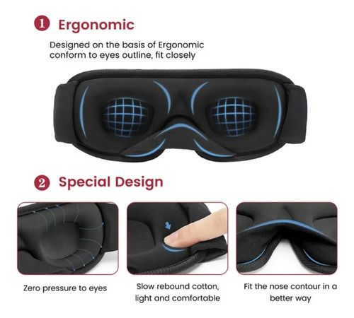 Máscara 3d Ligera Y Transpirable Para Dormir Con Los Ojos Pa