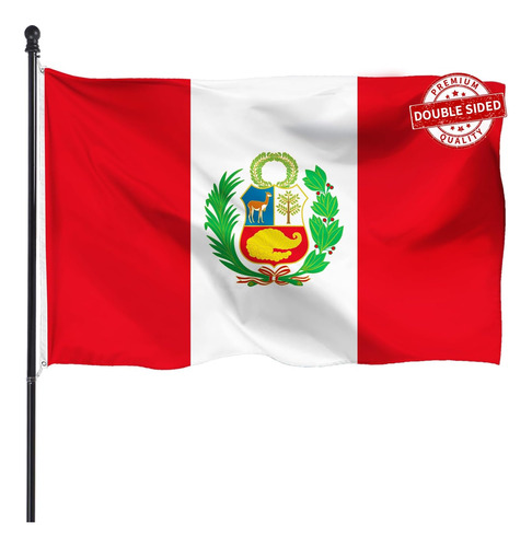 Pozoy Bandera Peruana De Doble Cara De 3 X 5 Pies, Banderas 