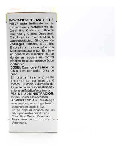 Norvet Raniti Pet's Nrv Ranitidina 40 Mg Perro Y Gato 50 Ml