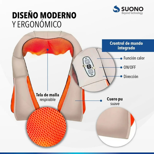 Imagen 2 de 4 de Masajeador Cervical Cuello Espalda Lumbar Pies Calor Rodillo