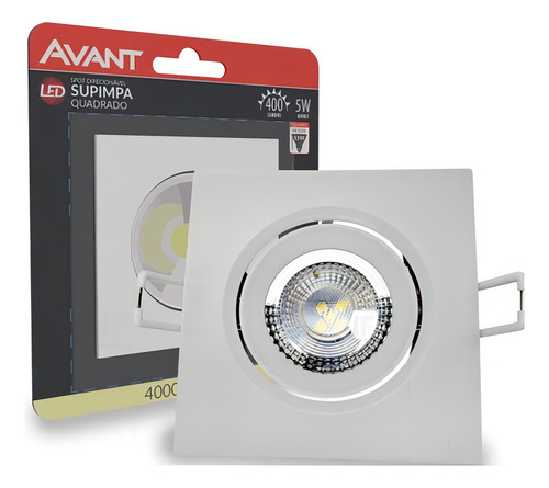 Spot Led Authentic Embutir 5w 4000k Branco Neutro 9m Ip20 Quadrado Branco Cod: 865020872 Avant