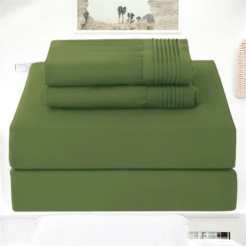 Sabana Matrimonial Colchón Alto Algodón Egipcio Verde Milita