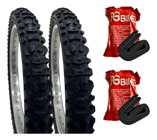 Par Llanta Bicicleta R18 X 2.125 + 2 Camaras Fg Bikes Reforz Negro