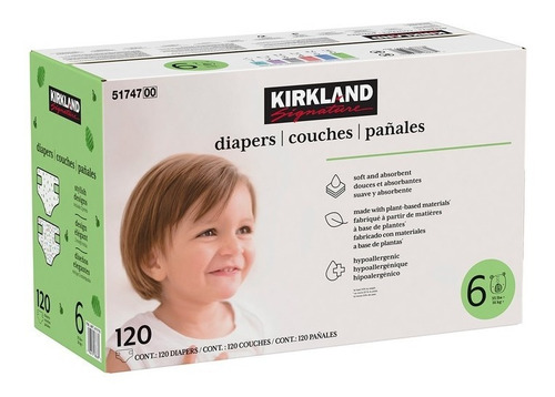 Pañales Unisex Etapa 6, Kirkland Signature, 120 Piezas Msi